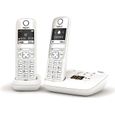 Téléphone Fixe AS690 A Duo Blanc - GIGASET - Sans fil - Répondeur 20 min - ID d'appelant - Mains libres-0
