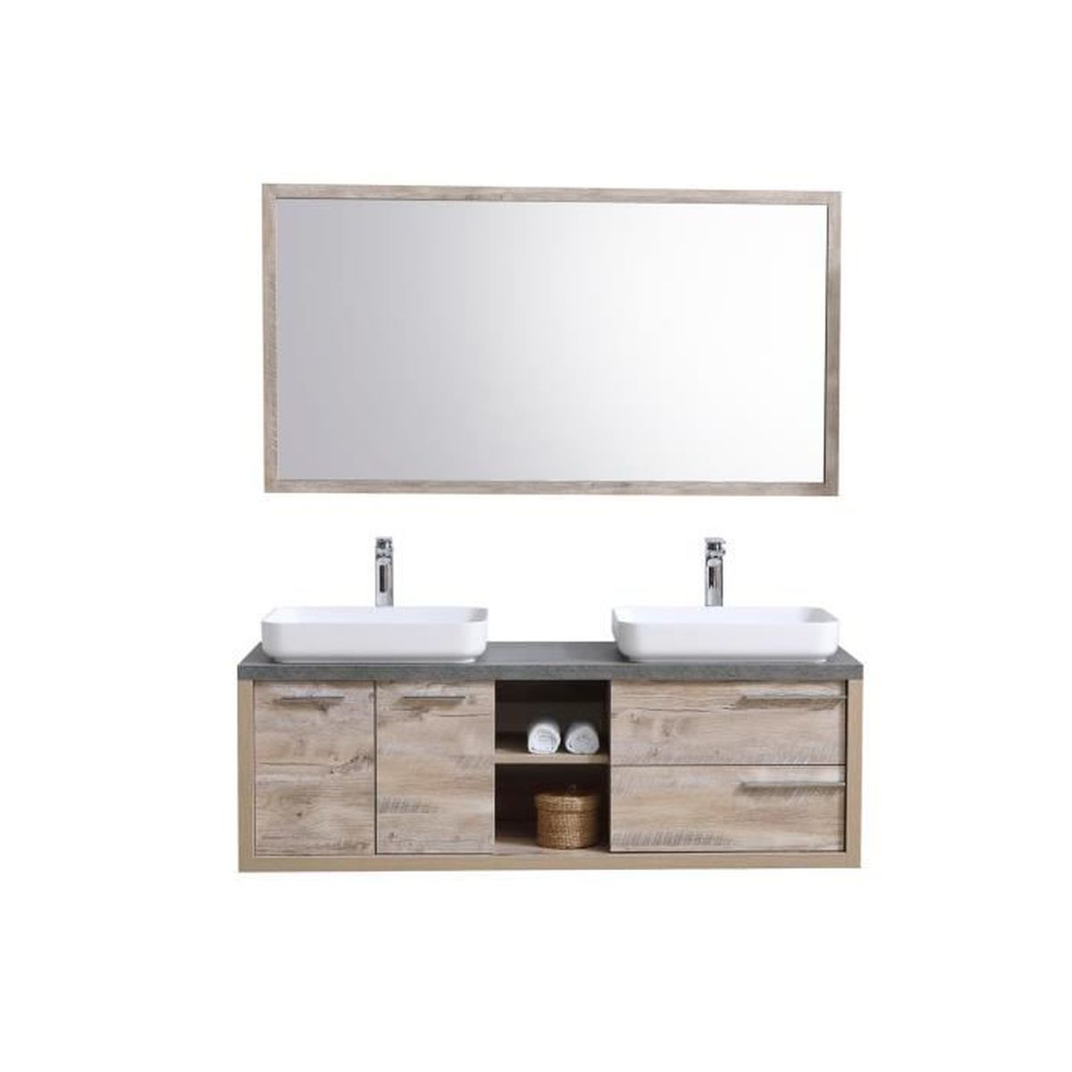 Meuble De Salle De Bain Vermont 150cm Lavabo Nature Wood Colonne