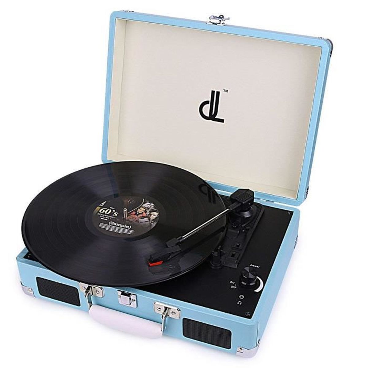 Trynnay Platine Vinyle Bluetooth Portable - 3 Vitesses, Haut-parleurs Intégrés, Cuir PU, Amande
