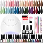 HOUSE OF HARLOW 1960 Kit complet de vernis à ongles semi-permanents, 18 couleurs, avec lampe UV LED 36 W, outils de base pour manucure