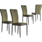 ATHM DESIGN Lot de 4 - Chaise BONY Vert - assise Velours pieds Metal