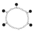 Bracelet - LOVA LOLA VAN DER KEEN - 5 Boules - Véritable Cristal Noir - Argent Massif 925 - 18 cm