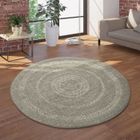 PACO HOME Tapis Intérieur & Extérieur, Tissage Plat Rond Look Sisal Design Scandinave, Beige [Ø 120 cm rond]