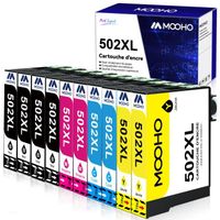 Cartouches d'encre compatibles pour Epson 502XL - MOOHO - Pack de 10 - Noir, Cyan, Magenta, Jaune
