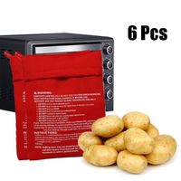 Tapis de cuisson,Sac de pommes de terre réutilisable pour micro ondes, 6 pièces, rouge, cuiseur de cuisson, four de