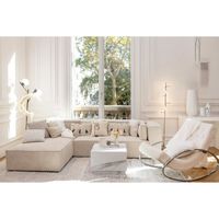 Canapé d'angle Stella en velours côtelé 4 places - Style contemporain - Couleur Beige