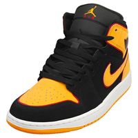 Baskets - Nike - AIR JORDAN 1 MID SE - Homme - Orange Noire - Cuir - Lacets