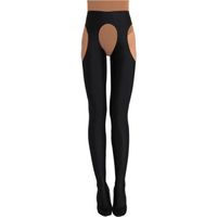 Femme Collant Sculptant Entrejambe Ouverte Legging de Danse Creusé Long Bas pour Porte-Jarretelles Pantyhose Bodystocking Sexy S-XL