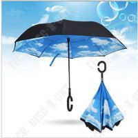 TD® Créatif inverse de C type parapluie ,mains libres, double toile parapluie et anti-vent spécialement commode pour la voiture