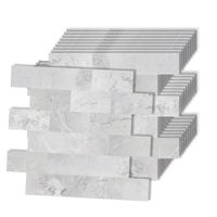 Set de 10 carreaux adhésifs en PVC aspect carrelage anti-éclaboussures - UISEBRT - Type F - Blanc