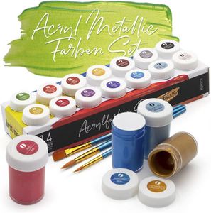 PEINTURE ACRYLIQUE Kit de Peinture Acrylique - 14 x 18 ml + 3 Pinceau