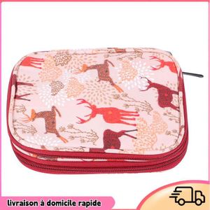 Sac Fourre-tout En Tissu Pour Rangement Tricot - Poignée En Bois, Fermeture éclair, Design Rose Jacquard