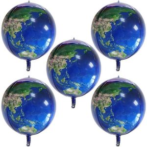 GLOBE TERRESTRE Lot de 5 ballons en forme de globe terrestre de 55,9 cm, ballons en aluminium Mylar 4D pour décoration de fête pour enfants [176]