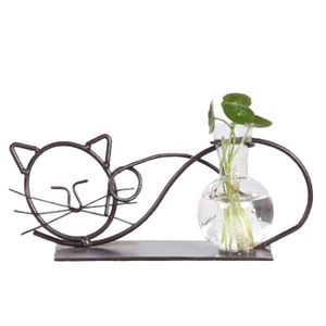 SODIAL Chat en Forme De Vase en Verre Hydroponique Plante Vase /à Fleur Terrarium Contenant Pot D/écor Art Cadeau