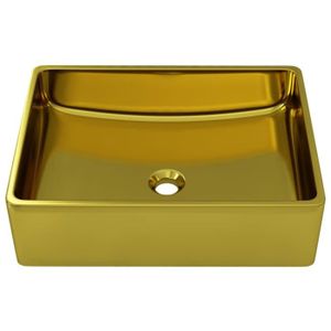 LAVABO - VASQUE Lavabo en céramique doré - VIDAXL - Rectangulaire 