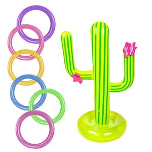 JEUX DE PISCINE Jouets gonflables de piscine de jeux de lancer d'anneau de piscine de cactus avec l'anneau 6 165OU