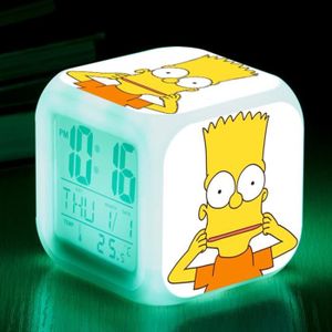 RÉVEIL ENFANT Horloge,Simpson couleur changeante réveil LED horl