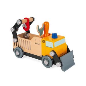 ASSEMBLAGE CONSTRUCTION Jeu de Construction en Bois - JANOD - Camion de Chantier - 43 pièces - Pour enfants de 3 à 8 ans