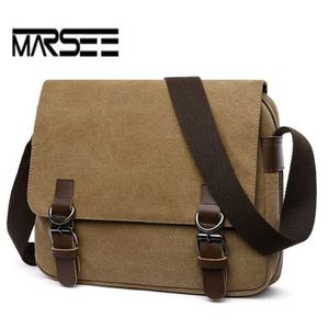 BESACE - SAC REPORTER MARSEE Rétro Sac Besace Sac Homme ,Canevas Millésime Besace  Messager Sac pour Hommes-Marron