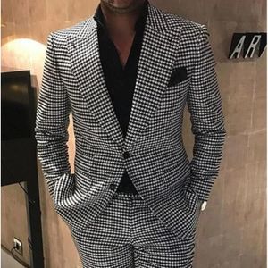 COSTUME - TAILLEUR Costume de Mari Pied de Poule Deux lvent pour Homme Blazer Carreaux Veste et Pantalon Nouvelle Collection Populaire 