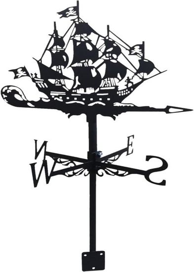 Dasertoe Girouette à Voile Noir - Indicateur Direction Vent Décoratif Pour Toit, Jardin Et Bateau