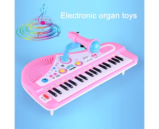 Piano électronique Enfant 37 Touches – Avec Microphone, 16 Sons, 8 Rythmes, Jouet éducatif Musical