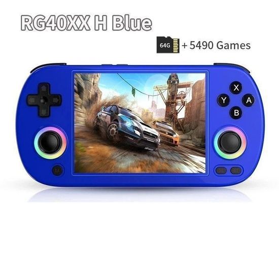 Console De Jeu Portable Rétro RG40XX H Avec Joystick RVB, Écran IPS 4 Pouces Et 5571 Jeux Préinstallés - 64 Go - Bleu