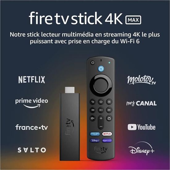 Fire TV Stick 4K - Amazon - Wi-Fi 6 - Télécommande vocale Alexa