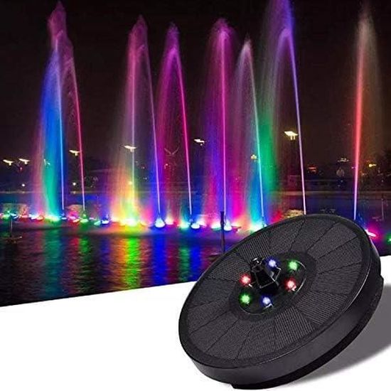 Fontaine Solaire Flottante Avec LED - 8 Buses, 7 Lumières, Pompe 180L/h - Pour Étang, Jardin, Bain D'Oiseaux - 5