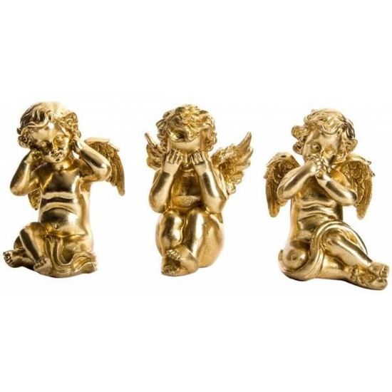 Statuette Deux Anges couleur doré antique H10 cm