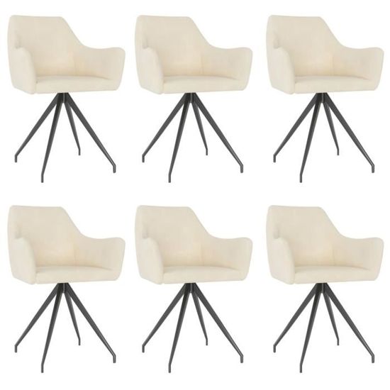 Luxueux Magnifique-Lot de 6 Chaise de salle à manger Scandinave Contemporain - Fauteuils de cuisine chaises de salon -  Crème