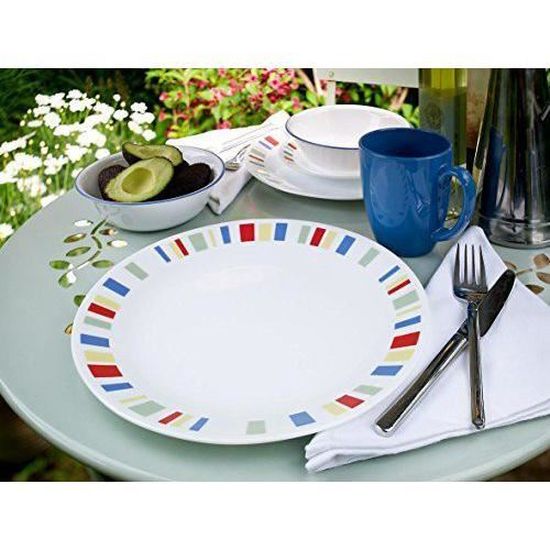 Corelle Service de table pour 4 personnes 16 pièces en verre Vitrelle Motif Provincial Bleu