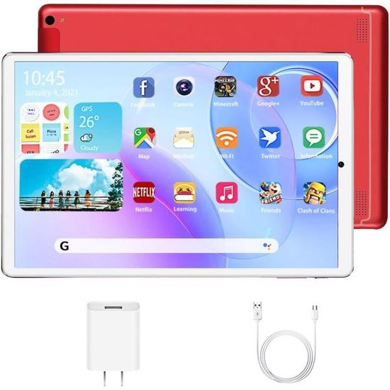 OUZRS 5G WiFi Tablette Tactile 10 Pouces, Octa Core, 8Go RAM 64Go ROM,  Tablette Android 2.4+5Ghz Dual WiFi, 6000mAh, Dual Caméra, 1.6Ghz, Tablette  Pas Cher Bluetooth Netflix Type-C(Noir) : : Informatique