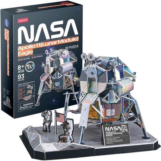 NASA Puzzle 3D Apollo Saturn V – 136 Pièces, 81,5 Cm, Carton Mousse EPS, Sans Colle Ni Outils