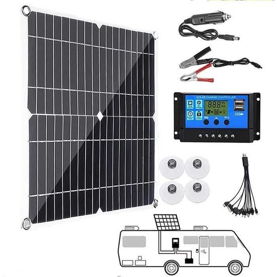 Lot 2 Panneaux Solaires Monocristallins 100W 200W - Compact Haut Rendement 12V Pour Camping-Car Et Bateau