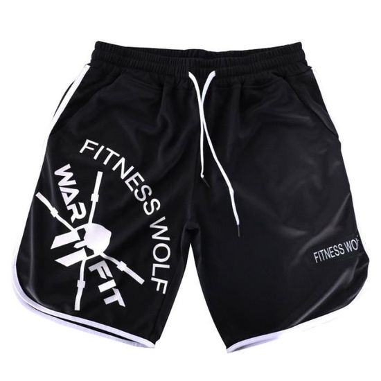 Short De Running Homme En Coton Avec Poches Zippées Et Cordon De