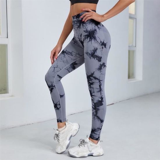 Gris Leggings sans couture pour femmes teinture par nouage vetements de gymnastique pantalon de Fitness Gris Cdiscount Pret a Porter