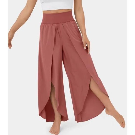 Pantalon 7/8 Été Coton Lin Femme - Taille Élastique Léger Fluide Avec Poches