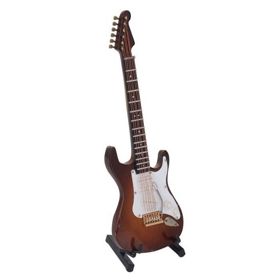 Mini Guitare Électrique 6 Cordes Avec Support Et Étui - Décoration Intérieure Verte