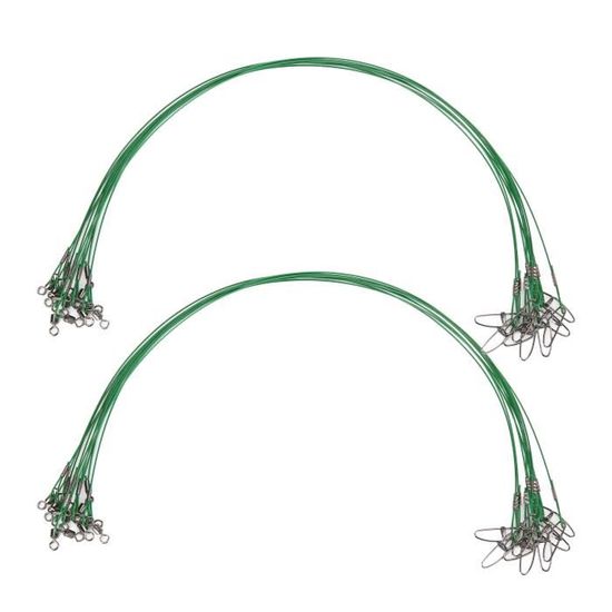 Lot 24 Bas De Ligne Pêche 25cm – Acier Inoxydable, Snap Et émerillon, Résistance 23kg, Pour Eau Salée Ou Douce