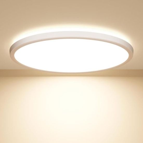 Plafonnier LED 18W 4000K 2000lm - 28cm, Argenté - Pour Cuisine, Salon, Bureau