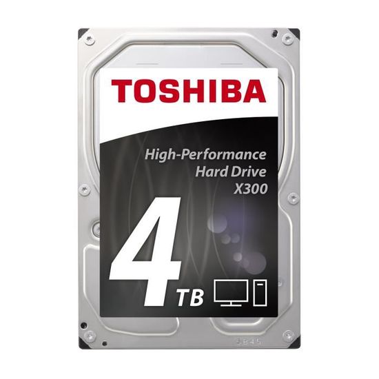 TOSHIBA Disque dur interne X300 - 4 To - 128 Mo - 3,5'' - 7200 Tours/min