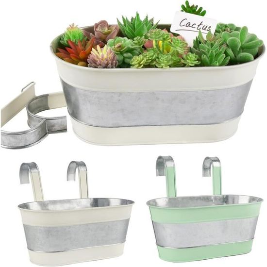 Pot De Fleur Exterieur Grande Taille Pot De Fleur Suspendu Avec Crochet 3pcs Pots De Fleurs Blanc à Suspendre En Trapèze Métal Avec Double Crochet Amovible Pot Plante Supendu Avec Trou De