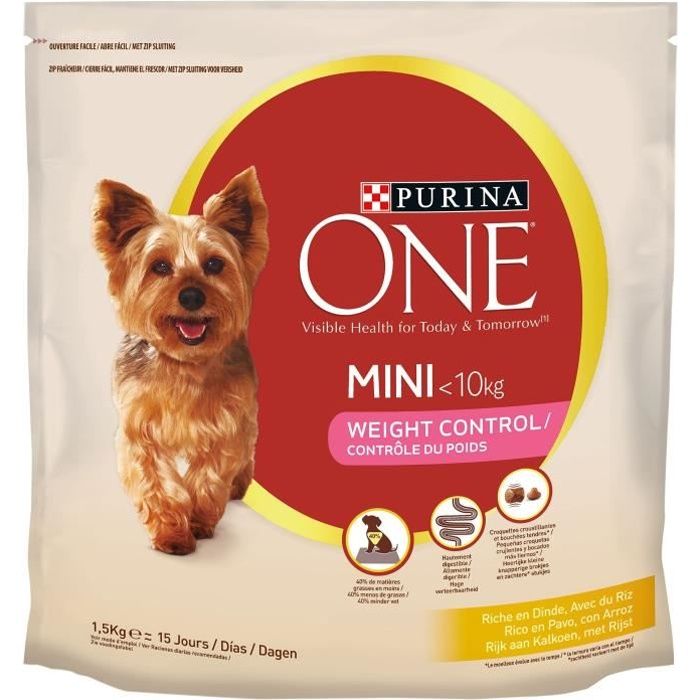 PURINA ONE Mini Contrôle du Poids Croquettes à la dinde avec du riz Pour chien de petite