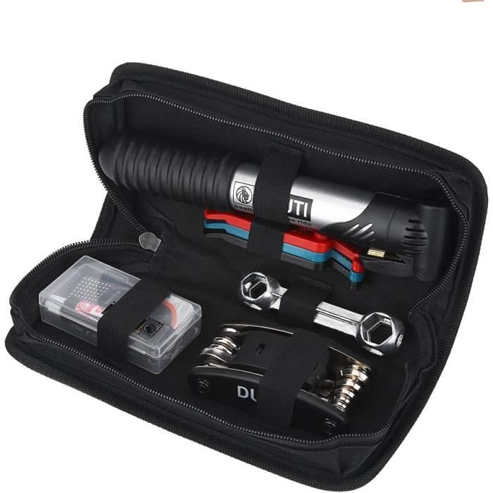DURATECH Kit de réparation de vélo, 31 pièces, avec mallette à outils, kit d 'outils portable pour pneus de vélo, chaîne, pédale, montage
