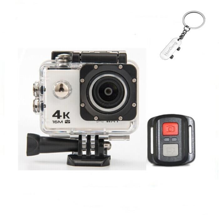 Caméra Sport 4K Ultra HD 16MP WiFi Caméra d'action Étanche 30M LCD 2.0 Pouces 170°Grand-Angle et Accessoires (Blanc).
