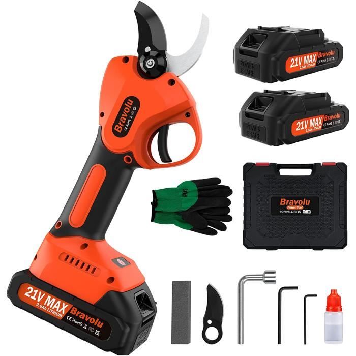 Sécateur Électrique Sans Balais 1500W 30mm Sécateur Électrique Sans Fil Avec Batterie, Lames En SK5, Pour Jardinage Arbres - Jardin