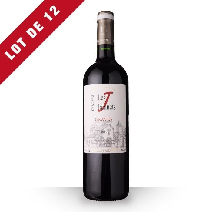 Lot de 12 - Château Les Jamnets 2016 AOC Graves - 12x75cl - Vin Rouge