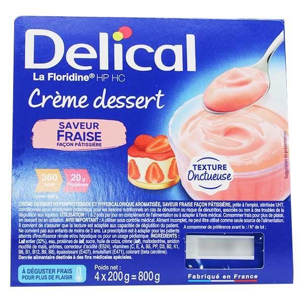 Delical Crème Dessert HP HC La Floridine Fraise Façon Pâtissière Lot de 4 x 200g