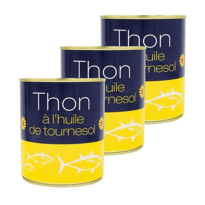 Lot 3x Thon entier à l'huile de tournesol - Boîte 800g